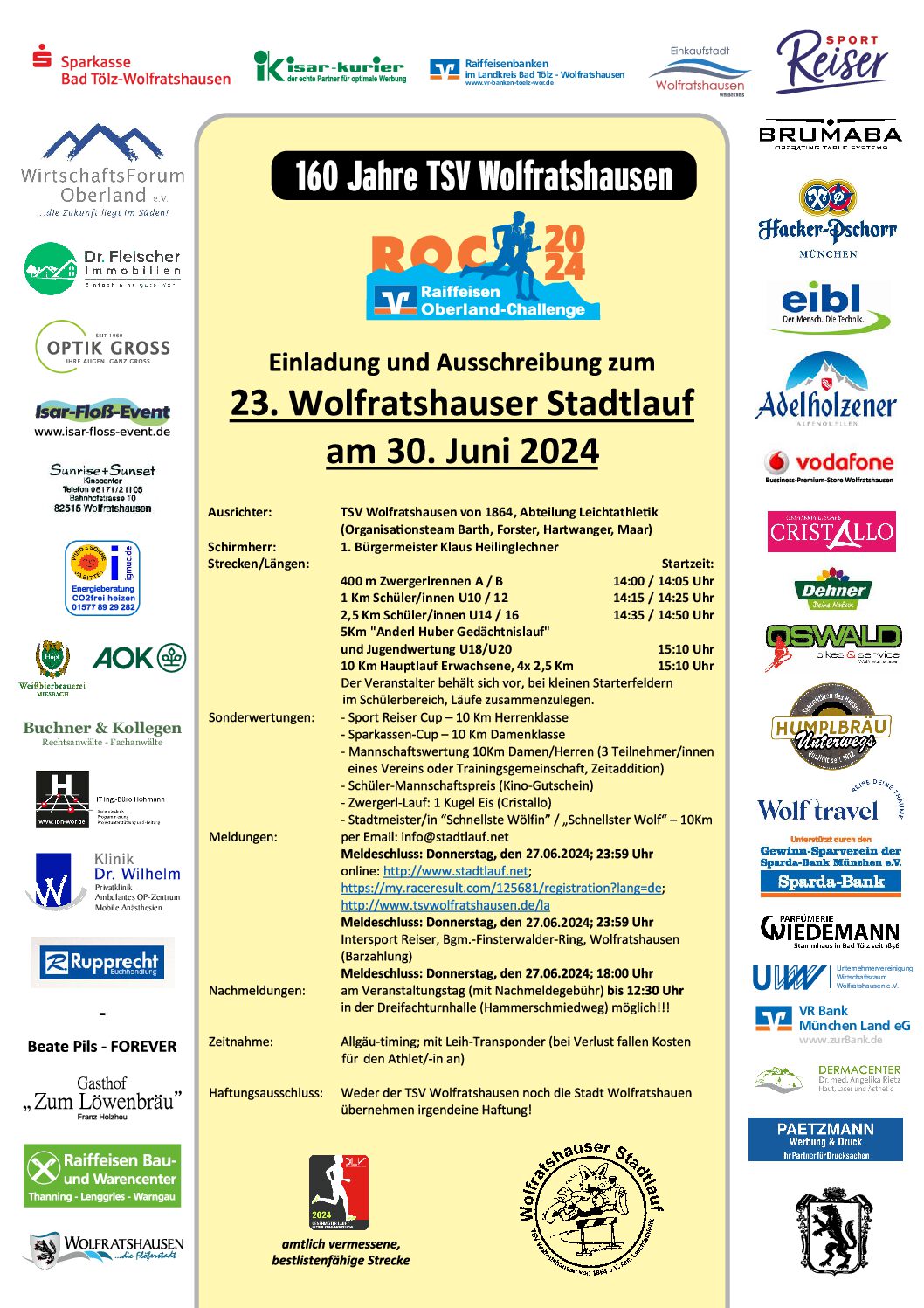 23. Wolfratshauser Stadtlauf 30.Juni 2024